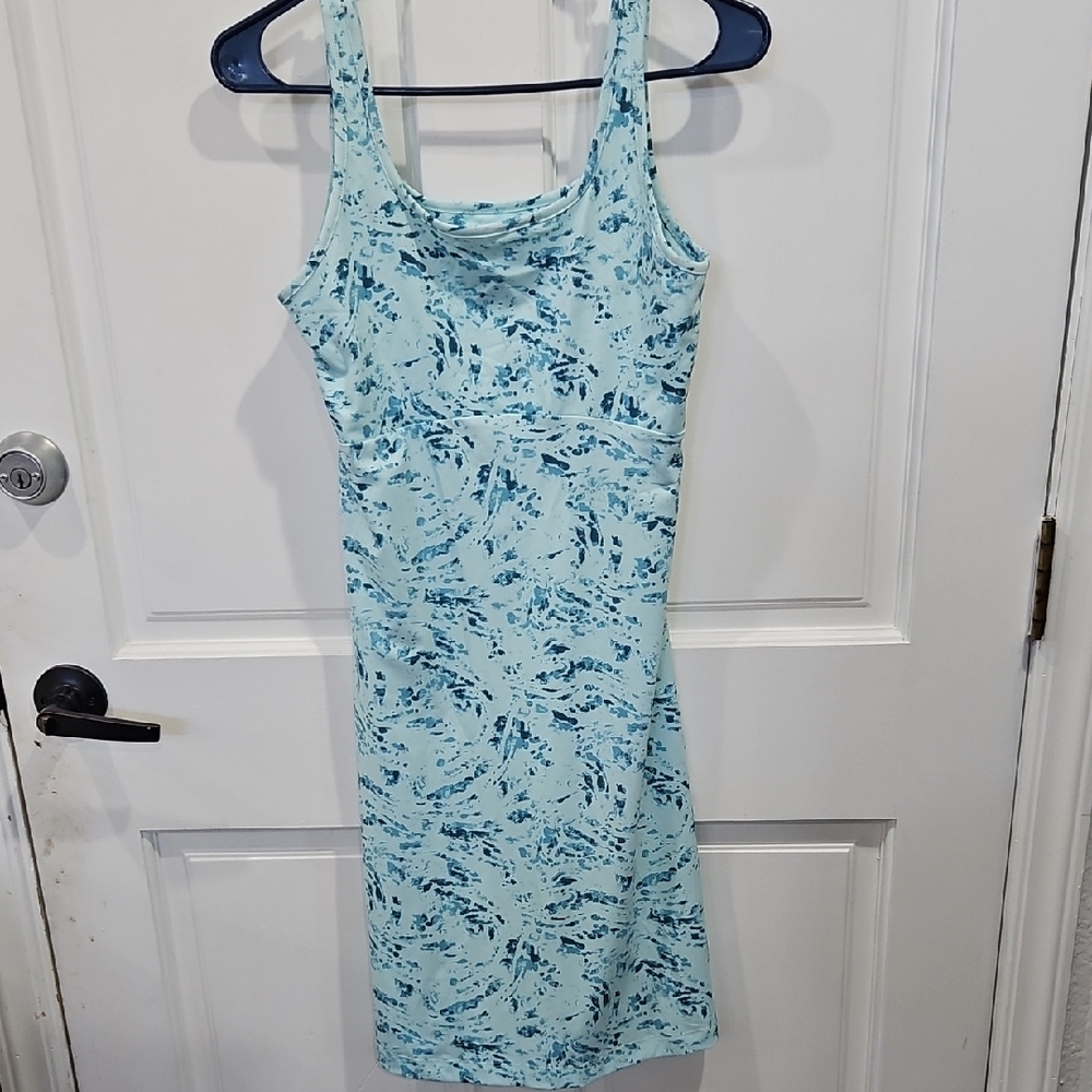 Chic Aqua Patterned Midi Dress